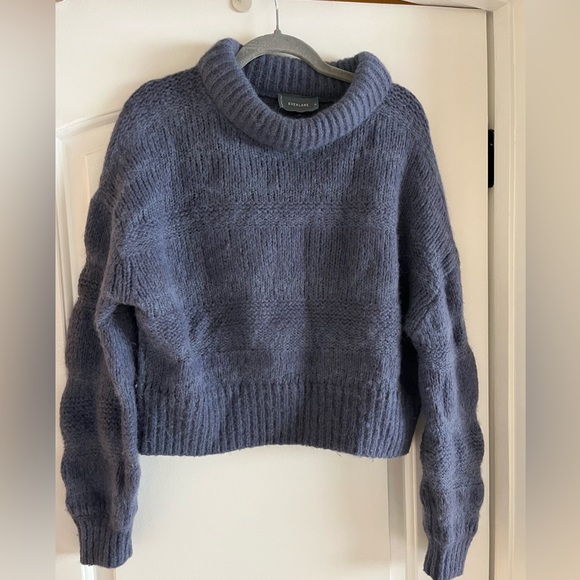 Everlane The Puff Sweater Blue Alpaca Merino Wool Pima Cotton Blend M - Picture 1 of 7